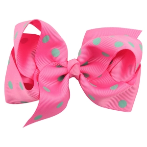 Barrette à cheveux avec nœud rose à pois pour accessoires de coiffure pour enfants