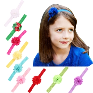 Bandeau à Fleurs en Tulle de Maille pour Enfants Bande de Cheveux en Tissu Élastique pour Bébés Filles Accessoires de Cheveux