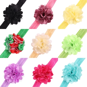 Ensemble de bandeaux élastiques pour bébé avec fleurs en satin et tulle colorés