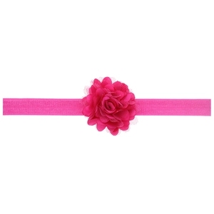 Bandeau élastique pour enfants avec fleur en tulle rose vif pour les tenues de fête ou quotidien