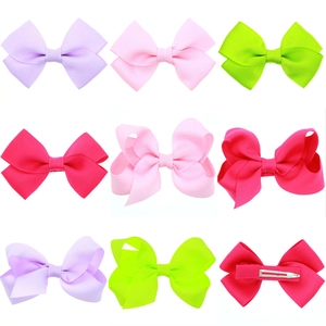 Kids Grosgrain Ribbon Bowknot Hair Clips Solid Color Handmade Bow Barrettes Crocodile Clips For Baby Girls Hair Accessories