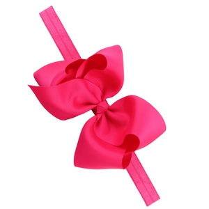Classic 12cm rose red grosgrain ribbon bow headband for baby girls with elastic band
