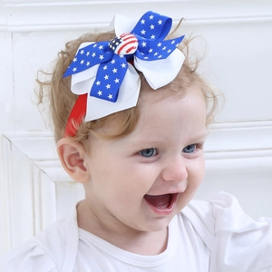 USA Flag Independence Day Baby Bow Headband Patriotic Star Stripe Soft Elastic Hairband For Toddler Infants Girls Hair Accessories