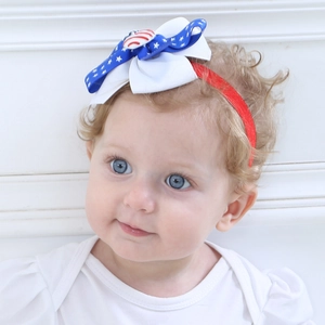 Infant USA Independence Day headband with red white blue stars and stripes bow