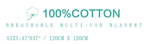 Breathable 100% cotton baby swaddle blanket measuring 120cm x 120cm for versatile infant use