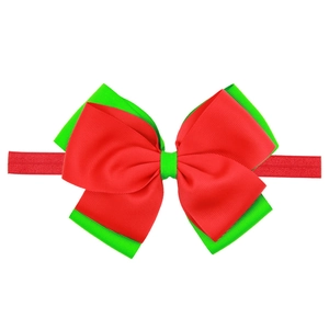 Bandeau de Noël avec nœud en ruban gros-grain superposé rouge et vert pour bébé