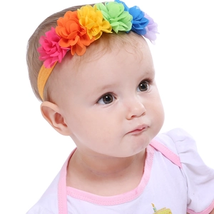 Fascia per Capelli con Fiori in Chiffon Arcobaleno per Neonati Morbida Fascia Elastica per Piccoli Fatta a Mano Accessorio Capelli