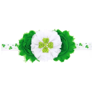 Bandeau bébé pour la Saint-Patrick avec motif trèfle et fleurs en tissu faites à main