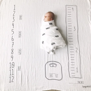 Cotton Baby Milestone Blanket Newborn Swaddle Wrap Photography Prop For Growth Record Background Photography Backdrop