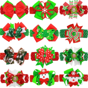 Weihnachten Baby Kinder Schleife Stirnband Elastisches Häkel Haarband Weihnachtsmann Schneemann Rot Grün Feiertag Kopfschmuck
