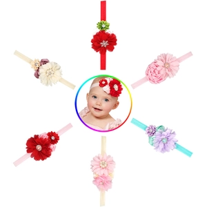 Set dettagliato di fasce floreali per neonati con strass e perle in vari colori vivaci