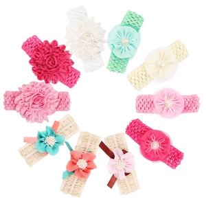 Baby Mädchen Blumen Spitze Stirnband Chiffon Blume Elastisches Haarband Mit Kunstperle Schleife Kleinkind Haarschmuck Für Fotografie