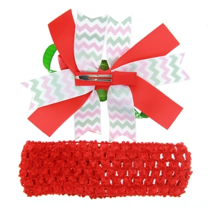 Weihnachts-Haarschleifen-Set mit rotem Häkel-Stirnband für Kleinkinder und Mädchen