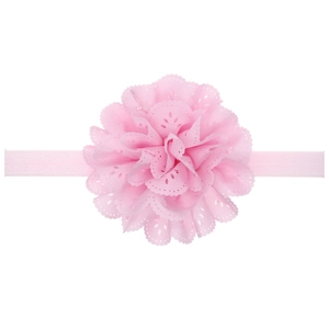 Bandeau bébé rose avec fleur ajourée et ruban élastique doux pour les nourrissons