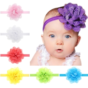 Chiffon Lace Flower Baby Headband Large Floral Elastic Hair Band Infant Toddler Sweet Hair Accessories For Daily Birthday