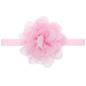Pink chiffon lace flower headband with soft elastic band for baby girls and infants