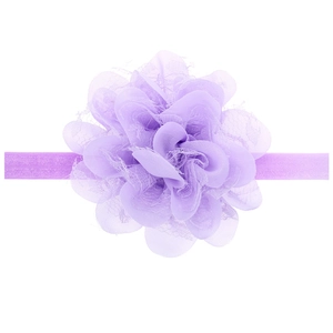 Light purple chiffon flower baby headband with elastic band for infants