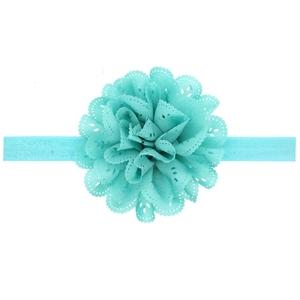 Bandeau élastique bébé avec fleur en dentelle évidée en vert menthe pour enfants