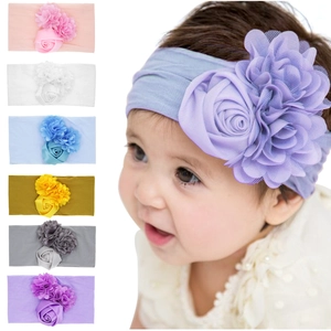 Bandeau Bébé en Nylon Haute Élasticité Douce Grande Fleur de Rose Bandeau pour Photographie de Nourrissons Accessoires