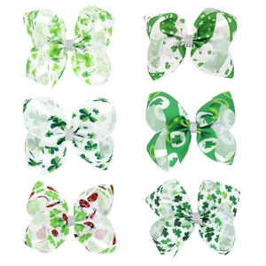 Pinces à Cheveux Nœud Trèfle St Patrick Ruban Gros-Grain Trèfle Strass Épingles pour Enfants Filles Décor de Fête