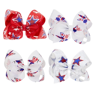 Détails des nœuds à cheveux patriotiques avec motifs drapeau américain pour le 4 juillet