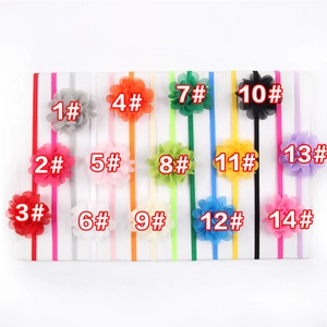 Set di 14 fasce elastiche per neonati con fiori in chiffon a strati in colori assortiti