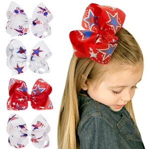 Pince à Cheveux Nœud Boutique Jour Indépendance USA Étoile Rayure Ruban Gros-Grain Nœud Papillon Accessoires Cheveux Patriotiques Enfants Filles