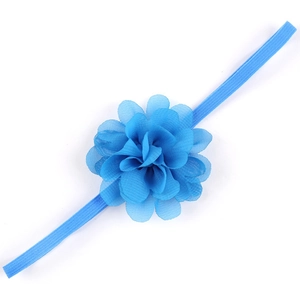 Fascia per capelli neonata con fiore in chiffon azzurro ed elastico morbido