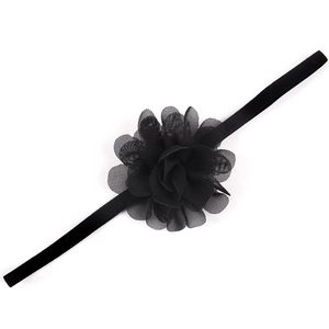 Fascia elastica nera per neonati con fiore in rete di chiffon multistrato per bimbi