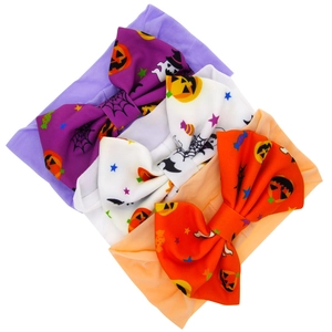Set di tre fasce di Halloween per neonati con fiocchi colorati e motivi a zucca e fantasma