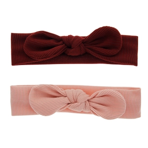 Bandeaux élastiques pour bébés avec nœuds oreilles de lapin en tricot côtelé rouge et rose