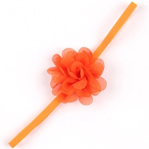 Fascia per neonati arancione vivace con fiore in chiffon e rete elastica morbida