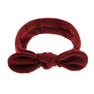Bandeau élastique pour bébé avec nœud oreilles de lapin rouge bordeaux en tricot