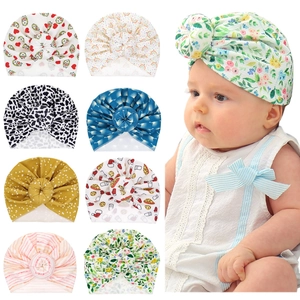 Baby Turban Hat Soft Polyester Knot Headwrap Newborn Toddler Beanie Cap Printed Leopard Christmas Photography Accessory