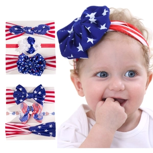 Independence Day Baby Headbands Red White Blue Bow Stars Stripes Elastic Hair Bands Infants Toddlers Kids Festive Party Hair Accessories