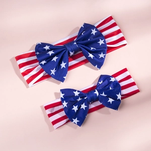 Detail of American flag pattern parent-child headband set with stars and stripes