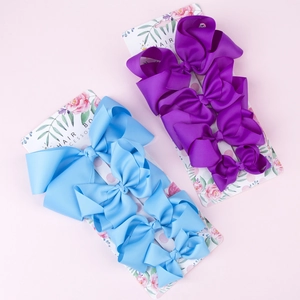 Handmade Children Girls Grosgrain Ribbon Bow Hair Clips Solid Color Bowtie Hairpins Sweet Hair Accessories Multiple Sizes