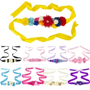 Écharpe de grossesse florale colorée avec strass et perles pour fête prénatale et mariage