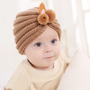 Cute Rabbit Baby Knitted Beanie Hat Soft Warm Infant Turban Cap For Toddler Winter Daily Accessories
