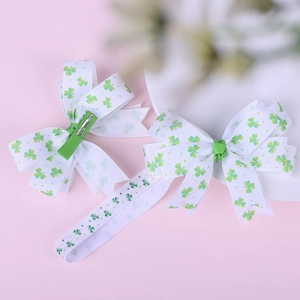Accessori Capelli Bambini Giorno Di San Patrizio Fiocchi Nastro Stampati Trifoglio Mollette Per Capelli Fasce Per Ragazze Festa Festiva