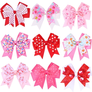 Barrettes à Cheveux en Ruban Gros-Grain avec Imprimé Cœur pour Filles Nœuds Papillon Étagés pour Accessoires Cheveux Fête