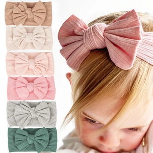 Baby Bow Headband Ribbed Cotton Blend Elastic Soft Knotted Hair Band Infant Toddler Hair Accessories Everyday Photography