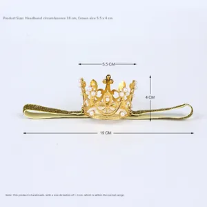 Detailansicht des Goldperlen-Kronenstirnbands mit genauen 38 cm elastischen Maßen