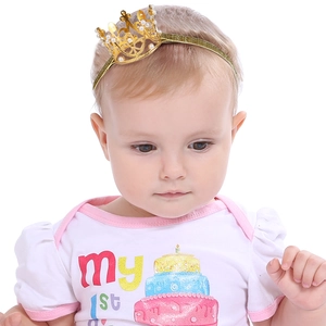 Baby Mädchen Geburtstag Künstliche Perle Krone Stirnband Elastisch Gold Silber Legierung Mini Tiara Haarband Für Kinder Party Foto Requisiten
