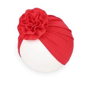 Turbante elastico per neonati con un grande fiore rosso ideale per bambine piccole