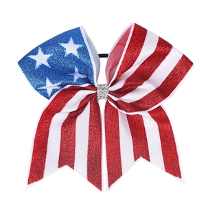 Glinsterende USA vlag haarstrik met sterren en strepen en een strass midden