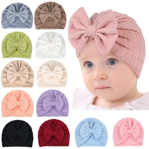 Bonnet Turban Bébé en Maille Douce Avec Grand Nœud Style Indien Mignon Pour Nouveau-né Accessoire de Photographie