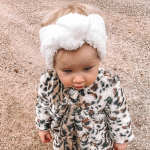 Baby Winter Warm Teddy Samt Stirnband Weich Elastisch Hasenohr Kreuz Knoten Kopfbedeckung Einfarbig Ohrenschutz Haarband