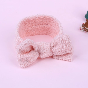 Rosa Baby Stirnband aus Sherpa-Plüsch mit weicher Schleife für warme Winter