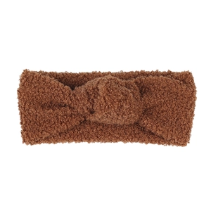 Plüschiger Teddyvlies Haarreifen in Karamellbraun für Kinder mit Knotendesign für den Winter
